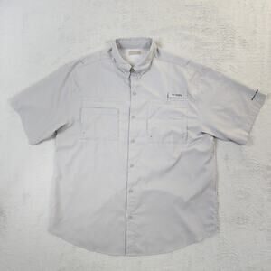 Columbia PFG Fishing Shirt Mens 2XL Omni-Shade Vented Short Sleeve Gray